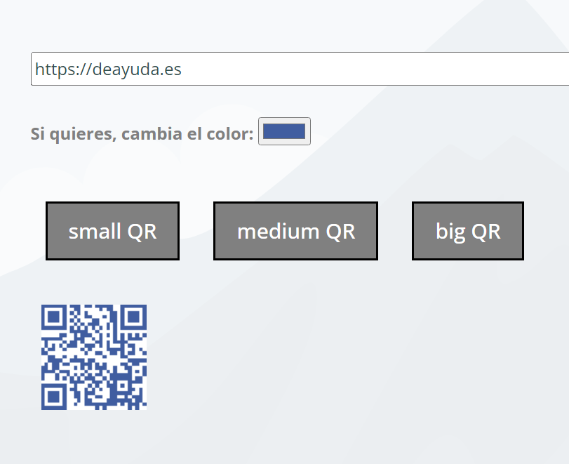 captura del generador de códigos QR de la web deAyuda